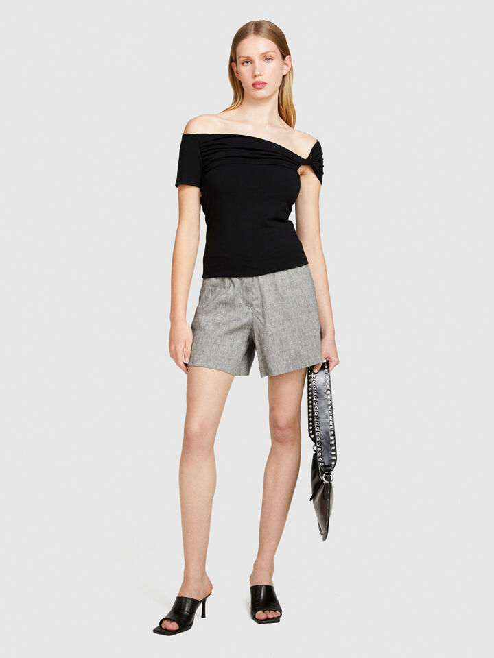 Top with bare shoulders - women's tops - Black | Sisley image number 1